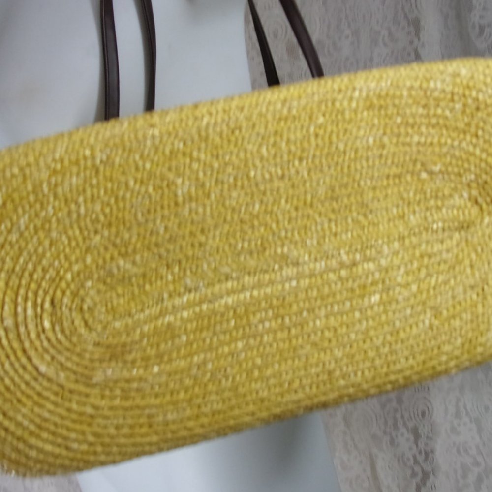 Fashion Summer Handbag Yellow Vegan Straw NWOT - Picture 5 of 5
